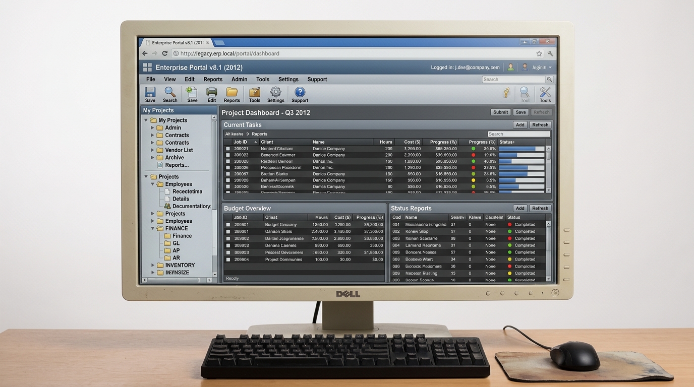 Legacy enterprise interface before overhaul